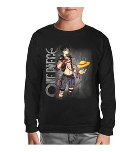 One Piece - Luffy Siyah Çocuk Sweatshirt