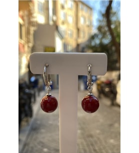 Mercan Taşlı Küpe Modern Takı