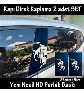 iyi göktürk şahlanan at folyo - 2kapı için 2adet sticker kaplama - tuning modifiye