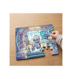 Sevimli Robotlar Tasarımlı 24 Parça Ahşap Çocuk Puzzle