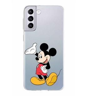 Samsung Galaxy S21 Plus Kapak Mickey Mouse Tasarımlı Şeffaf Silikon Kılıf