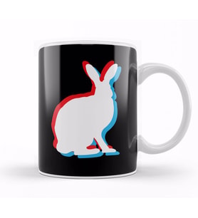 Easter Bunny Retro Movie Effect Color Divide Kupa Bardak Porselen