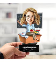Kişiye Özel Öğretmenlerin Birtanesi Karikatürlü Biblo