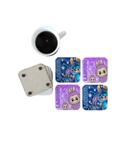 Ghostbastır Design Labubu Dekoratif Ahşap Bardak Altlığı Seti 072