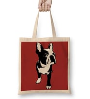 BullFrances Pug Köpek Bez Çanta Uzun Saplı
