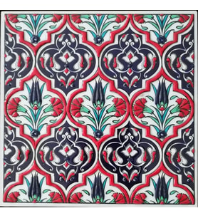 Armada Çini 20x20 Cm ED 309 Kırmızı Madalyon El dekoru Çini Pano