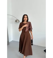 kadın A kesim kısa kollu midi boy günlük elbise NBNP018