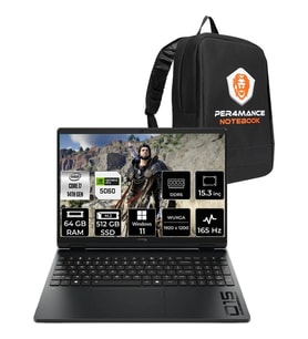 HP Hyperx Omen 15 Core I7 14650HX RTX5060 8gb 64GB Ram 512GB SSD 15.3" Fhd+ 165Hz WIN11 Pro D2RC3EAPN432 Gaming Laptop + Per4 Çanta