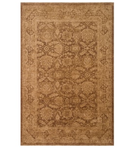 Bej Kahverengi Madalyonlu Bordürlü Kiramo Vintage Eskitme Klasik Kilim