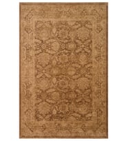 Bej Kahverengi Madalyonlu Bordürlü Kiramo Vintage Eskitme Klasik Kilim