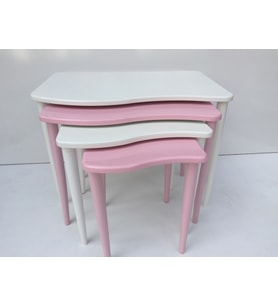 Zigon 17643 S Model Kayın RETRO Ayak Parlak pembe-beyaz renk MDF Tabla El Yapı