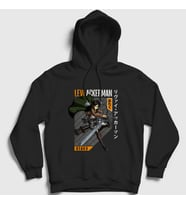Presmono Unisex Siyah Levi Fan Anime Attack On Titan Kapüşonlu Sweatshirt 125747tt