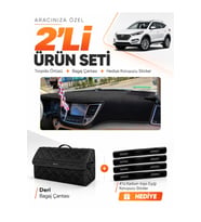 HYUNDAİ TUCSON (2016-2018) Uyumlu Torpido Örtüsü + Deri Bagaj Çantası + Sticker Seti - Siyah