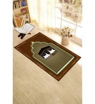 EVDEYA Dijital Baskılı Kabe Motifli Yıkanabilir Motifli 70x130 Namazlık Seccade, Seccade-4-kahve, (Kahverengi)