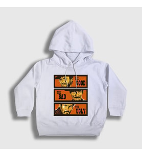 Presmono Unisex Çocuk Beyaz Trio Film The Good The Bad And The Ugly Kapüşonlu Sweatshirt 252551tt
