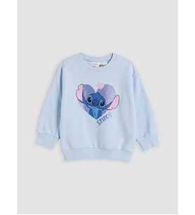 LCW Kids Mavi Stitch Baskılı Kız Çocuk Kalın Sweatshirt