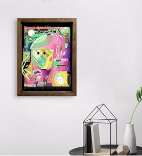 BK Gift Modern Soyut Tasarımlı Doğal Masif Ahşap Çerçeveli Tablo 45x65cm-14