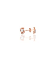 Gümüş rose zirkon taşlı göz modeli küpe SGTL12777ROSE