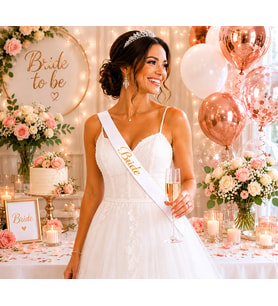 Bride Yazılı Beyaz Altın Yaldızlı Gelin Kuşağı Bekarlığa Veda Parti Süsü