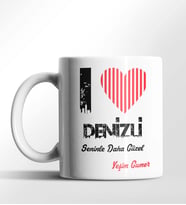 Kişiye Özel Denizli Seninle Daha Güzel Tema Beyaz Kupa