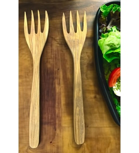 Zeytin Ağacı Çatal Seti  2li El Yapımı Ahşap Salata Çatalı