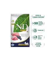 N&D Prime Kuzu Etli Yaban Mersinli Küçük Irk Tahılsız Yetişkin Köpek Maması 2,5 kg