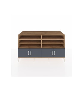 Kronos Konsol 6 Raflı 4 Kapaklı 176x59x99 Çam-Antrasit