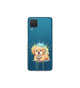 Samsung Galaxy M12 ile Uyumlu Splash Köpek Tasarımlı Şeffaf Silikon Kılıf