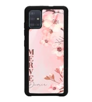 Samsung A51 Uyumlu Dikey Sakura Tasarımlı Glossy Telefon Kılıfı