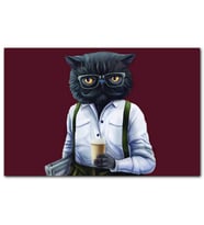 Cakatablo  Hipster Kedi Kahve ve Gazetesiyle MDF Tablo