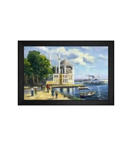 Ortaköy Camii Motifli Kanvas Tablo 80 x 110 cm Siyah Çerçeve