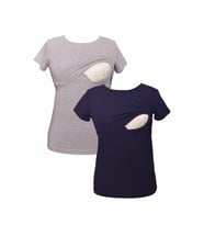 LuvmaBelly MYRA2503_2504 Emzirme tshirt seti (Lacivert-Gri)