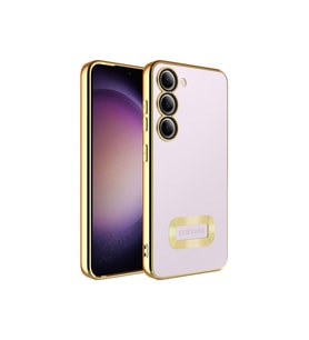 Samsung Galaxy S23 Uyumlu Kılıf Kamera Korumalı Logo Gösteren Zore Omega Kapak (Gold)