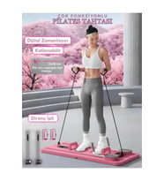 Pilates Aleti – Zamanlayıcılı, Direnç Bantlı Çok Amaçlı Egzersiz Tahtası Katlanabilir Çok Fonksiyonlu