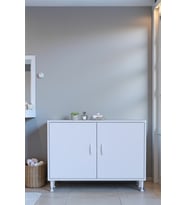 Eliusta Nirat 95 cm 4 Bölmeli Beyaz Banyo Mutfak Dolabı 3 Raflı Kapaklı Çok Amaçlı Dolap 95x75x32,5 cm