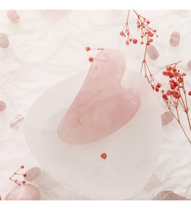 Pembe Kuvars Taşı Gua Sha Yüz Masaj Taşı Kalpli (Karışık)