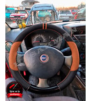 Fiat Marea Dikme Direksiyon Kılıfı Delikli Deri Parlak Siyah Taba Detay Çift Yüzük ve Dikiş 2002-2007
