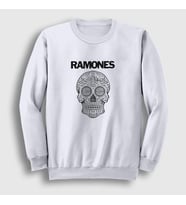 Presmono Unisex Siyah Skull Ramones Sweatshirt