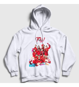 Presmono Unisex Beyaz Poster K-Pop Twice Kapüşonlu Sweatshirt 281397tt