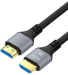 HDMI kablosu – 8K@60 Hz (Hızlı Ultra HD için ekstra bakır, 2K@240 Hz/4K@144 Hz/8K@60 Hz – HDMI 2.0 ile uyumlu, Ethernet ile yüksek hız, Blu-ray/PS5/Xbox serisi X) (Siyah - Silikon, 10 Metre)