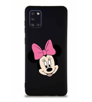 Samsung Galaxy A31 Soft Premier Kapak Minnie Mouse-C Tasarımlı Silikon Kılıf - Siyah (Şeffaf)