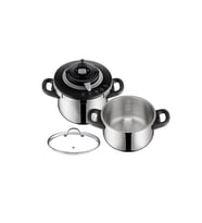 Clipso Chef 6 Litre + 4,5 Litre Düdüklü Tencere Seti - 1510002674 (Siyah)