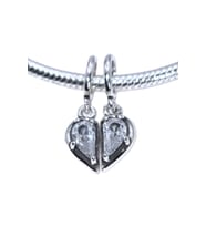Anne ve Kız Kalp İkili  Charm  925 Ayar Gümüş