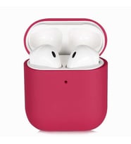 Apple Airpods Kılıf Kadife Ultra Esnek İnce Camera Protected Velvet Case (Koyu Pembe)