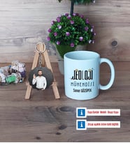 Jeoloji Mühendisi Kupa Bardak Beyaz ve Fotoğraflı Ahşap Anahtarlık Hediye (Model 1)