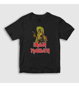 Presmono Unisex Çocuk Siyah Eddie Iron Maiden T-Shirt 85649tt
