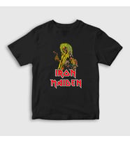 Presmono Unisex Çocuk Siyah Eddie Iron Maiden T-Shirt 85649tt