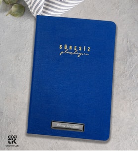 Kişiye Özel Co Notes Marka Mavi Renk Tarihsiz Ajanda / Süresiz Planlayıcı 13×21 CM Deri Kapak İplik Dikiş Özel Kutusunda - Godtik LLC