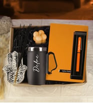 Kişiye Özel Defter & Kişiye Özel Roller Kalem & Kişiye Özel Çelik Termos Bardak Kulplu & Burbble Mum & Doğal Tütsü Tabağı & Tütsü Hediye Seti