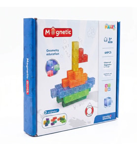 Magnet Küp Yapı Blok Seti 64 Parça - Güçlü Mıknatıslı Eğitici Bloklar